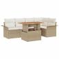 Preview: 6-teiliges Garten-Sofa-Set mit Kissen Beiger Poly-Rattan, 2-Sitzer Garten-Sofa mit Stauraum & Kissen Beiger Poly-Rattan
