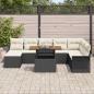 Preview: 9-teiliges Garten Sofa Set mit Kissen Schwarz Poly Rattan, 2-Sitzer Garten Sofa mit Stauraum & Kissen Schwarz Poly Rattan