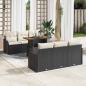 Preview: ARDEBO.de - 7-teiliges Garten-Sofa-Set mit Kissen Schwarz Poly-Rattan, 2-Sitzer Garten-Sofa mit Stauraum & Kissen Schwarz Poly-Rattan