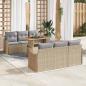 Preview: ARDEBO.de - 7-teilige Garten Sofa Set mit Kissen Beige Poly Rattan, 2-Sitzer Garten Sofa mit Stauraum & Kissen Beige Poly Rattan