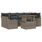 Preview: 7-teiliges Garten Sofa Set mit Kissen Grau Poly Rattan, 2-Sitzer Garten Sofa mit Stauraum & Kissen Grau Poly Rattan