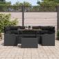Preview: 7-teiliges Garten-Sofa-Set mit Kissen Schwarz Poly-Rattan, 2-sitziges Gartensofa mit Stauraum & Kissen Schwarz Poly-Rattan