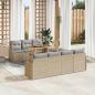 Preview: ARDEBO.de - 8-teiliges Garten Sofa Set mit Kissen Beige Poly Rattan, 2-Sitzer Garten Sofa mit Stauraum & Kissen Beige Poly Rattan