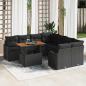 Preview: ARDEBO.de - 9-teilige Garten-Sofaset mit Kissen Schwarz Poly Rattan, 2-Sitzer Garten-Sofa mit Stauraum & Kissen Schwarz Poly Rattan