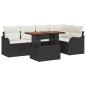 Preview: 6-teiliges Garten Sofa Set mit Kissen Schwarz Poly-Rattan, 2-Sitzer Garten Sofa mit Stauraum & Kissen Schwarz Poly-Rattan