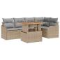 Preview: 6-teiliges Garten-Sofa-Set mit Kissen Beige Poly Rattan, 2-Sitzer Garten-Sofa mit Stauraum und Kissen Beige Poly Rattan