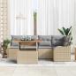 Preview: 6-teiliges Garten-Sofa-Set mit Kissen Beige Poly Rattan, 2-Sitzer Garten-Sofa mit Stauraum und Kissen Beige Poly Rattan