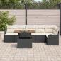 Preview: ARDEBO.de - 7-teiliges Garten Sofa Set mit Kissen Schwarz Poly Rattan, 2-Sitzer Garten Sofa mit Stauraum & Kissen Schwarz Poly Rattan