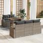 Preview: ARDEBO.de - 6-teiliges Garten Sofa Set mit Kissen Grau Poly Rattan, 2-Sitzer Garten Sofa mit Stauraum & Kissen Grau Poly Rattan