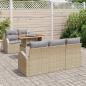 Preview: 6-teiliges Garten Sofa Set mit Kissen Beige Poly Rattan, 2-Sitzer Garten Sofa mit Stauraum & Kissen Beige Poly Rattan