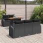 Preview: 6-teiliges Garten-Sofa-Set mit Kissen Schwarz Poly Rattan, 2-Sitzer Garten Sofa mit Stauraum & Kissen Schwarz Poly Rattan