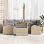 Preview: 7-teiliges Garten-Sofa-Set mit Kissen Beige Poly-Rattan, 2-Sitzer Garten-Sofa mit Stauraum & Kissen Beige Poly-Rattan