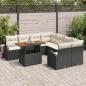 Preview: 9-teiliges Garten-Sofa-Set mit Kissen Schwarzes Poly-Rattan, 2-Sitzer Garten-Sofa mit Stauraum & Kissen Schwarzes Poly-Rattan