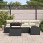 Preview: 6-teiliges Garten-Sofa-Set mit Kissen Schwarz Poly Rattan, 2-Sitzer Garten-Sofa mit Stauraum & Kissen Schwarz Poly Rattan