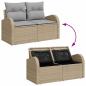 Preview: 6-teiliges Gartensofa Set mit Kissen Beige Poly Rattan, 2-Sitzer Gartensofa mit Stauraum & Kissen Beige Poly Rattan