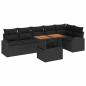 Preview: 7-teiliges Garten Sofa Set mit Kissen Schwarz Poly Rattan, 2-Sitzer Garten Sofa mit Stauraum & Kissen Schwarz Poly Rattan
