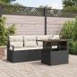 Preview: ARDEBO.de - 5-teiliges Garten-Sofa-Set mit Kissen Schwarz Poly Rattan, 2-Sitzer Garten-Sofa mit Stauraum & Kissen Schwarz Poly Rattan
