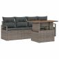Preview: 5-teiliges Garten-Sofa-Set mit Kissen Graues Poly-Rattan, 2-Sitzer Garten-Sofa mit Stauraum&Kissen Graues Poly-Rattan