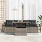Preview: 5-teiliges Garten-Sofa-Set mit Kissen Graues Poly-Rattan, 2-Sitzer Garten-Sofa mit Stauraum&Kissen Graues Poly-Rattan