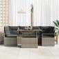 Preview: 7-teiliges Garten Sofaset mit Kissen Grau Poly Rattan, 2-Sitzer Garten Sofa mit Stauraum & Kissen Grau Poly Rattan