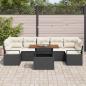 Preview: 8-teiliges Garten Sofa Set mit Kissen Schwarz Poly Rattan, 2-Sitzer Garten Sofa mit Stauraum & Kissen Schwarz Poly Rattan