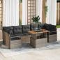 Preview: ARDEBO.de - 8-teiliges Garten-Sofa-Set mit Kissen Grau Poly Rattan, 2-Sitzer Garten-Sofa mit Stauraum und Kissen Grau Poly Rattan