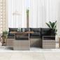 Preview: 6-teiliges Garten Sofa Set mit Kissen Grau Poly Rattan, 2-Sitzer Garten Sofa mit Stauraum & Kissen Grau Poly Rattan
