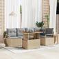Preview: ARDEBO.de - 6-teiliges Garten-Sofa-Set mit Kissen Beige Poly Rattan, 2-Sitzer Garten-Sofa mit Stauraum & Kissen Beige Poly Rattan