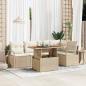 Preview: ARDEBO.de - 6-teiliges Garten Sofa Set mit Kissen Beige Poly Rattan, 2-Sitzer Garten Sofa mit Stauraum & Kissen Beige Poly Rattan