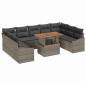 Preview: 10-teiliges Garten Sofa Set mit Kissen Grau Poly Rattan