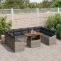 Preview: 10-teiliges Garten Sofa Set mit Kissen Grau Poly Rattan