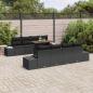 Preview: ARDEBO.de - 7-teilige Garten Sofa Set mit Kissen schwarzes Poly Rattan