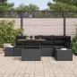 Preview: ARDEBO.de - 6-teiliges Garten Sofa Set mit Kissen Schwarz Poly Rattan
