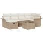 Preview: 7 teiliges Garten Sofa Set mit Kissen Beige Poly Rattan