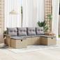 Preview: ARDEBO.de - 6-teiliges Garten-Sofa-Set mit Kissen Beige Poly Rattan