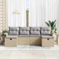 Preview: 6-teiliges Garten-Sofa-Set mit Kissen Beige Poly Rattan