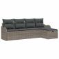 Preview: 5-teiliges Garten Sofa Set mit Kissen Grau Poly Rattan, 2-Sitzer Garten Sofa mit Kissen Grau Poly Rattan