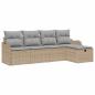 Preview: 5-teiliges Garten Sofa Set mit Kissen Beige Poly Rattan, 2-Sitzer Garten Sofa mit Kissen Beige Poly Rattan