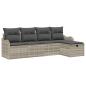 Preview: 5-teiliges Garten Sofa Set mit Kissen Hellgrau Poly Rattan, 2-Sitzer Garten Sofa mit Kissen Hellgrau Poly Rattan