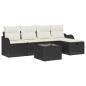 Preview: 6-teiliges Garten-Sofa-Set mit Kissen in Schwarz aus Poly Rattan, 2-Sitzer Garten-Sofa mit Kissen in Schwarz aus Poly Rattan