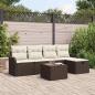 Preview: ARDEBO.de - 6-teiliges Garten Sofa Set mit Kissen Braun Poly Rattan, 2-Sitzer Garten Sofa mit Kissen Braun Poly Rattan