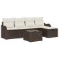 Preview: 6-teiliges Garten Sofa Set mit Kissen Braun Poly Rattan, 2-Sitzer Garten Sofa mit Kissen Braun Poly Rattan
