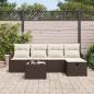 Preview: 6-teiliges Garten Sofa Set mit Kissen Braun Poly Rattan, 2-Sitzer Garten Sofa mit Kissen Braun Poly Rattan