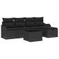 Preview: 6-teiliges Garten-Sofa-Set mit Kissen Schwarz Poly Rattan, 2-Sitzer Garten-Sofa mit Kissen Schwarz Poly Rattan