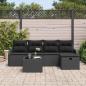 Preview: 6-teiliges Garten-Sofa-Set mit Kissen Schwarz Poly Rattan, 2-Sitzer Garten-Sofa mit Kissen Schwarz Poly Rattan