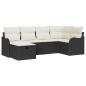 Preview: 6-teiliges Garten-Sofa-Set mit Kissen Schwarz Poly Rattan, 2-Sitzer Garten-Sofa mit Kissen Schwarz Poly Rattan