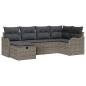 Preview: 6-teiliges Garten Sofa Set mit Kissen Grau Poly Rattan, 2-Sitzer Garten Sofa mit Kissen Grau Poly Rattan