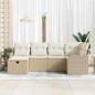 Preview: 6-teiliges Garten Sofa Set mit Kissen Beige Poly Rattan, 2-Sitzer Garten Sofa mit Kissen Beige Poly Rattan