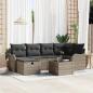 Preview: ARDEBO.de - 7-teiliges Garten-Sofa-Set mit Kissen Grau Poly-Rattan, 2-Sitzer Garten-Sofa mit Kissen Grau Poly-Rattan