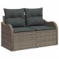 Preview: 7-teiliges Garten-Sofa-Set mit Kissen Grau Poly-Rattan, 2-Sitzer Garten-Sofa mit Kissen Grau Poly-Rattan
